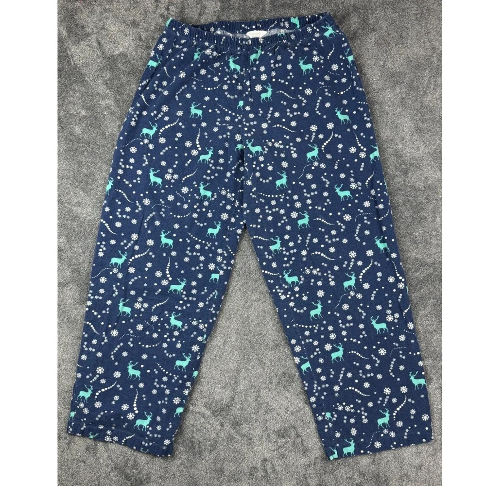 Charter‎ Club Intimates Womens Small Navy Blue Reindeer Snowflake Pajama Pants